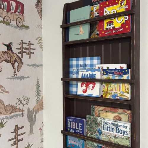 Handcrafted Pine Children's Bookshelf: Nursery Wall Decor