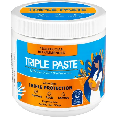 Triple Paste Diaper Rash Cream for Baby - 16 Oz Tub - Zinc Oxide Ointment Treats, Soothes and Prevents Diaper Rash - Pediatrician-Recommended Hypoallergenic Formula with Soothing Botanicals