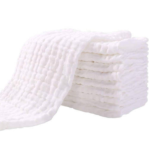 Yoofoss Muslin Burp Cloths for Baby 10 Pack 100% Organic Cotton Baby Washcloths for Boys Girls Large 20''X10'' Super Soft and Absorbent White