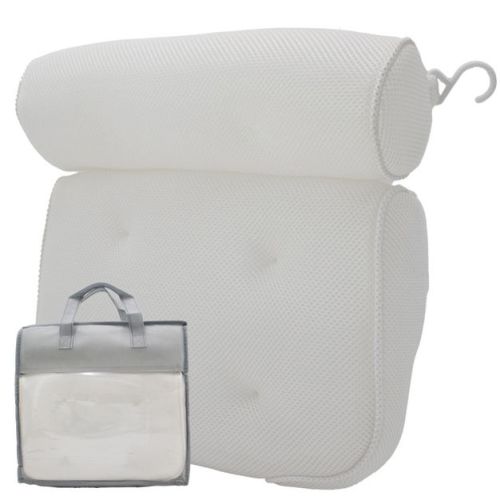 5 Star Super Deals Bath Pillow for Tub – Ergonomic Dual-Roll Headrest with Breathable 3D/4D Mesh, 6 Suction Cups, Machine Washable, Hook & Carry Bag