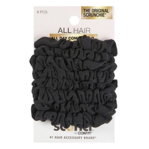 scünci No Damage Knit Scrunchies - Black - All Hair - 8pcs