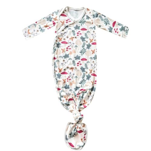 Copper Pearl Baby Gown - Knotted Newborn Sleepers for Baby Boy and Girl, Soft Stretchy Long Sleeve Infant Gowns with Bottom Tie and Hand Mittens, Perfect Hospital Coming Home Outfit (Ivy)