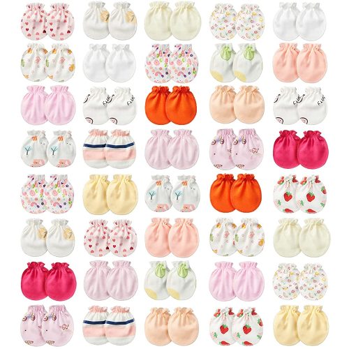 Geyoga 40 Pairs Newborn Baby Mittens No Scratch Mittens Soft Elastic Infant Baby Gloves for 0-6 Months