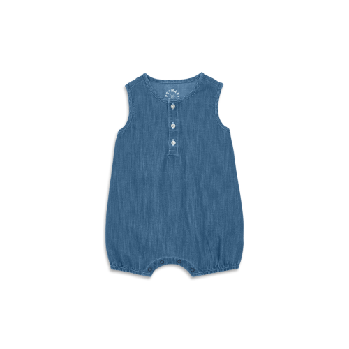 Baby Chambray Henley Tank Shortie, 6-12M
