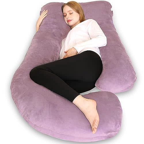 Chilling Home Pregnancy Pillows, Pregnancy Pillows for Sleeping U Shaped Full Body Pillow Maternity Pillow 58 inch, Pregnant Women Must Have with Removable Cover, Pink