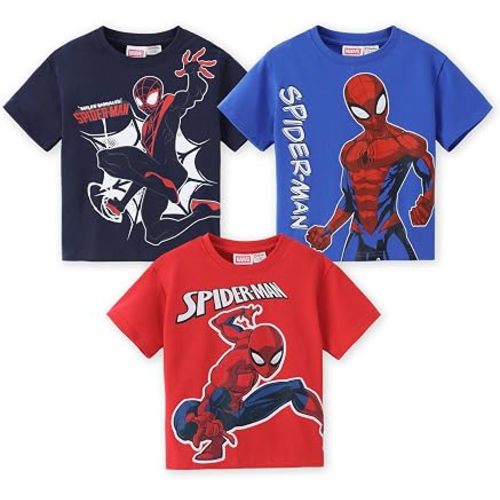 Disney Marvel Spiderman Boy/Girl Short T Shirts Cars Stitch Cotton Tee Toy Story Kids Cloth Star Wars Mickey 3 Pack Tops 2-9Y
