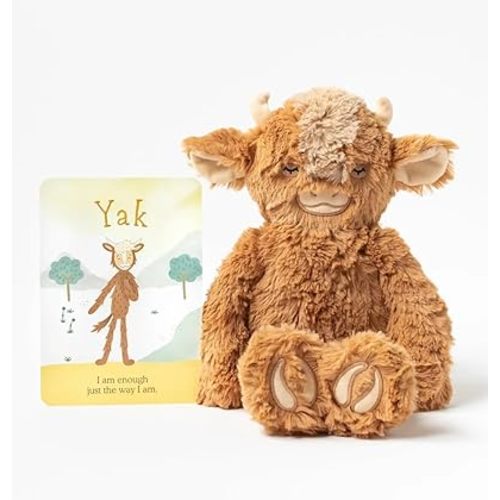 Slumberkins 14" Yak Kin Plush & Affirmation Card Bundle | Promotes Self-Acceptance & Positive Self-Talk | Social Emotional Tools for Boys & Girls
