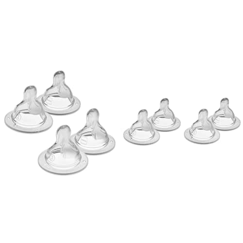 MAM Bottle Nipples Mixed Flow Pack - Medium & Fast Flow Levels 2 & 3, SkinSoft Silicone Nipples for Baby Bottles, Fits All MAM Bottles, 8 Pack