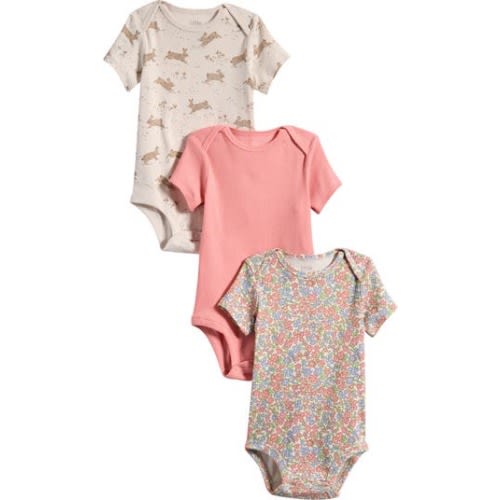 3-Pack Assorted Organic Cotton Bodysuits, 3M