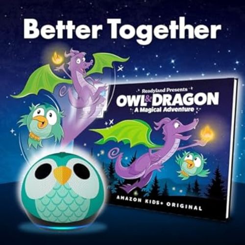 Echo Dot (5th Gen) Kids and Readyland Alexa Interactive Book Bundle | Owl