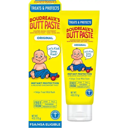Boudreaux’s Butt Paste Original Diaper Rash Cream for Baby, Ointment With Zinc Oxide, 4 oz Tube