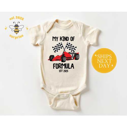 My Kind of Formula Race Car Bodysuit - Personalized Baby Onesie® - Racing Newborn Outfit EST 2025