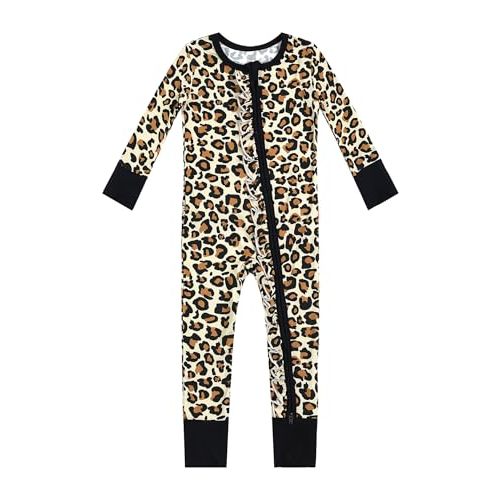 EASWEET Bamboo Viscose Baby Girl Footless Pajamas Ruffled Baby Sleepers with 2 Way Zipper