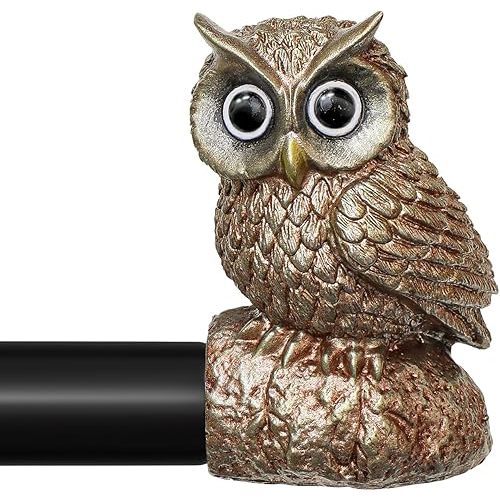 Vintage Decorative Black Curtain Rods for Windows 28 to 48 Inch Adjustable Heavy Duty 1'' Diameter Curtain Rod with Owl Finials for Bedroom Living Room Kitchen Farmhouse (18-60'')