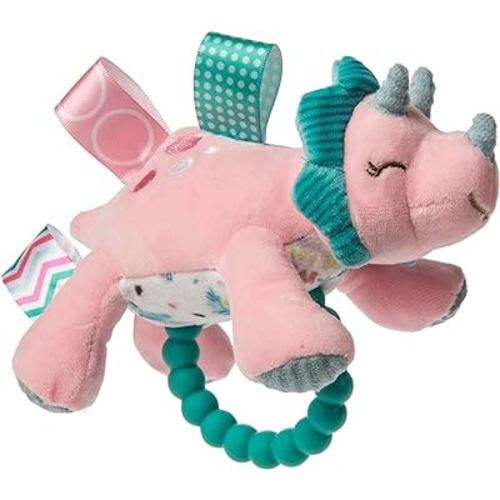 Soft Baby Rattle with Soothing Teether Ring and Sensory Tags, 6-Inches, Aroar-a-Saurus Dinosaur