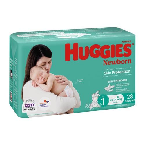 Huggies | Size 1 Newborn Upto 5kg | 28 Pack