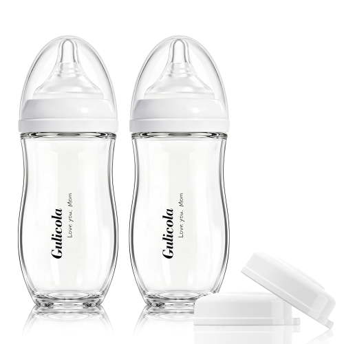 Gulicola, Baby Bottle, 8 oz, Glass, 2-Pack, Anti-Colic