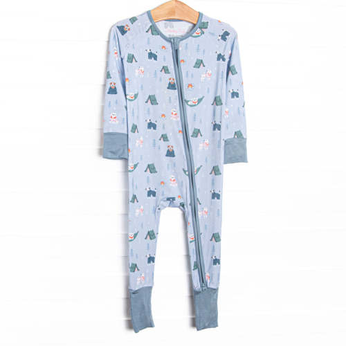 Campfire Friends Bamboo Zippy Pajama, Blue – Stitchy Fish