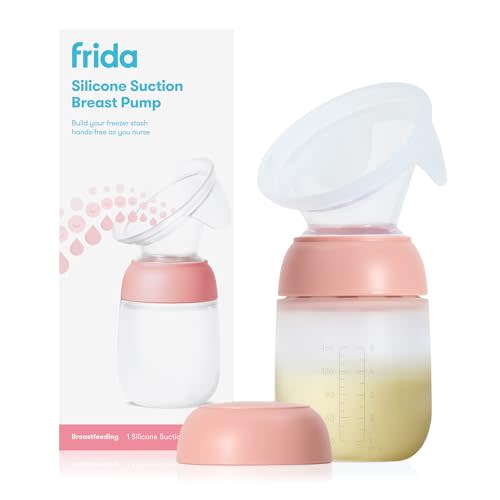 FridaMom Silicone Suction Breast Pump, Hands-Free Milk Collector, Portable | Portable Breast Milk Catcher with Soft Silicone and Fold & Flow Tabs for Easy, Mess-Free Use