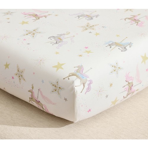 Tutu du Monde Carousel Horse Organic Cotton Crib Fitted Sheet
