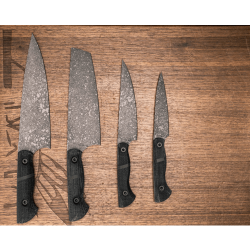 Chef Set- Black Burlap Micarta, Jungle Wear Carbon Split, Allen Bolts, Smooth Grip