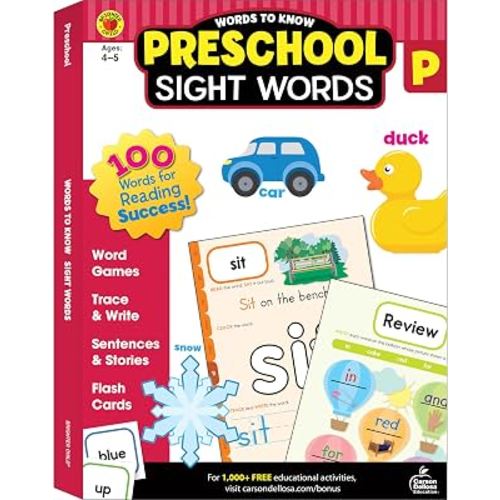 Words to Know Sight Words Preschool Workbook—Reading Activities, Games, Puzzles, Flash Cards, Tracing and Coloring Pages for Learning and Practice (320 pgs)