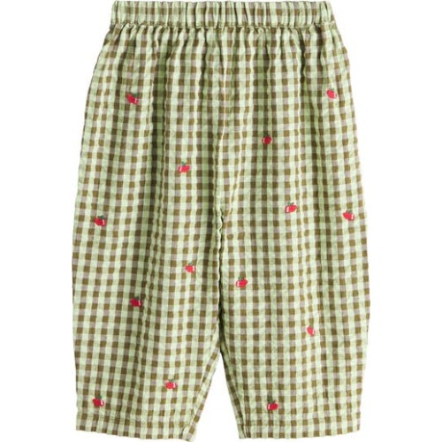 Kids' Embroidered Cotton Gingham Pants, 12-18M