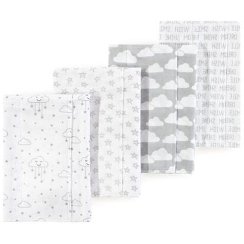 Luvable Friends Hudson Baby Flannel Burp Cloths 4pk, Misty Gray Cloud