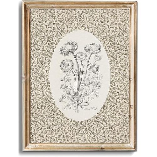 uniro Neutral Vintage Floral Wall Art Prints, Bedroom Nursery Wall Painting Canvas Prints Cottage Oil Painting, Neutral Botanical Wall Decor, Vintage Art Pictures for Bathroom Nursery Room Decor Farmhouse Wall Decor( 8" x 10"-UNFRAMED)