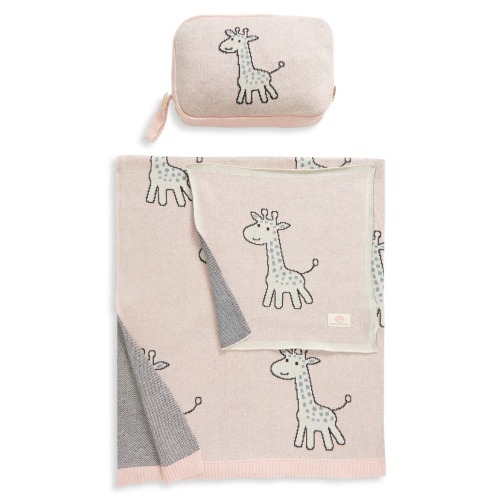 Petite Giraffe Organic Cotton Baby Blanket & Travel Pouch Set