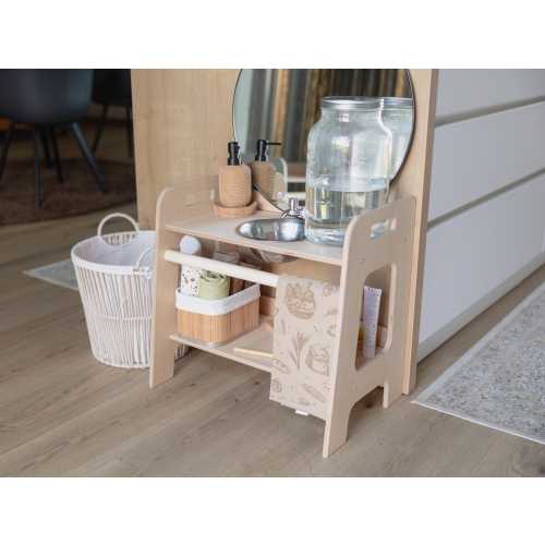 Washbasin for Kids — lacquered Montessori Wash Table, Portable Toddler Sink, Waterplay, No Plumbing