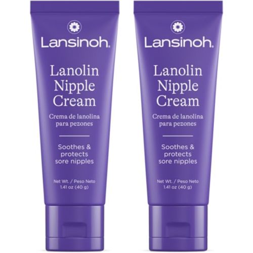 Lansinoh Lanolin Nipple Cream Safe for Breastfeeding Baby, 100% Natural Nipple Butter, Breastfeeding Essentials for Postpartum Moms, 1.41 Ounces (2 Pack)
