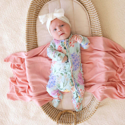 Ruffled Zippered One Piece | Erin | Floral Baby Girl Sleeper