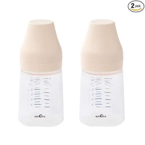 Spectra - Wide Neck Baby Bottles - Compatible with Spectra Breast Milk Pump Flanges (Pack of 2)