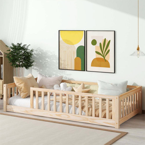 Harriet Bee Hanshermann Floor Platform Bed With Fence Without Door & Reviews | Wayfair