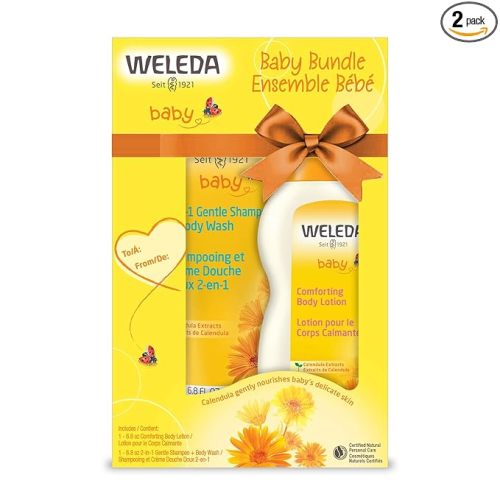 Weleda Baby Calendula Body Lotion and Shampoo-Body Wash Bundle, 6.8 Fluid Ounce (Pack of 2), Plant Rich Baby Care with Calendula and Sweet Almond Oil