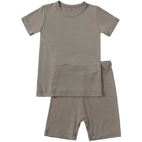 Aablexema Baby Short Summer Pajamas - Toddler Cool Jammies Pjs Rayon from Bamboo,2pcs Kids Sleepwear Set for Boys Girls