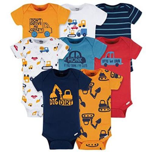 Onesies Brand Baby Boys' Short Sleeve Onesies® Bodysuits - Construction Zone - 0-3 Months - 8-Pack