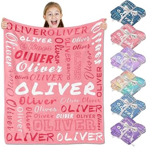 Personalized Blankets and Throws- Custom Blanket with Name for Adults and Kids, for Women and Men, Customized Fleece Throw for Baby Girls and Boys