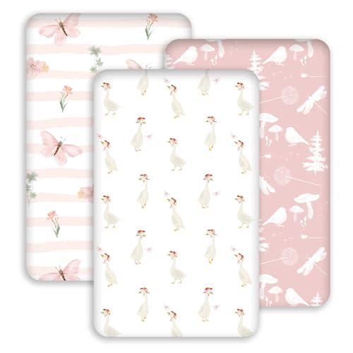 Bedside Sleeper Bassinet Fitted Sheets 20 x 33, 3 Pack Baby Delight Beside Me Dreamer,Babybond,Jimglo,koola,cowiewie,fodoss, Dream On Me Baby Square Bassinet, Pink Animal