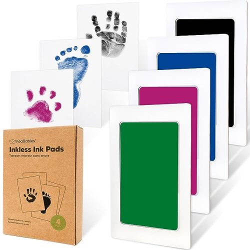 4-Pack Inkless Baby Hand and Footprint Kit - Mess Free Ink Pad for Newborn Keepsake, Dog Nose & Paw Print Kit, Clean Touch Ink Pad for Baby Hand & Footprints, Ideal New Mom Gifts (Jet Black)