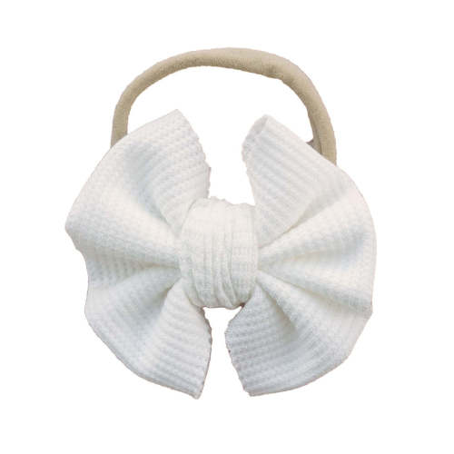 Cloud White Bamboo Waffle Bow Headband