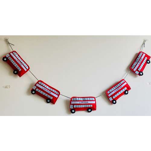 Handmade Felt London Bus Garland: 1m Bunting Decoration