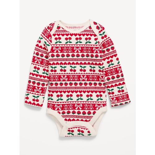 Printed Long-Sleeve Ribbed Bodysuit for Baby