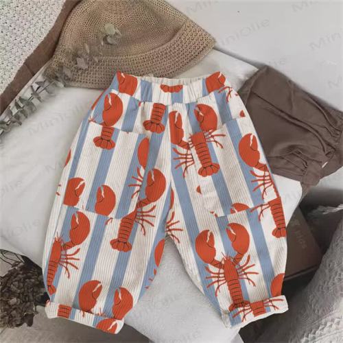 Baby Toddler Beige Blue White Stripe Lobster Cord Pants