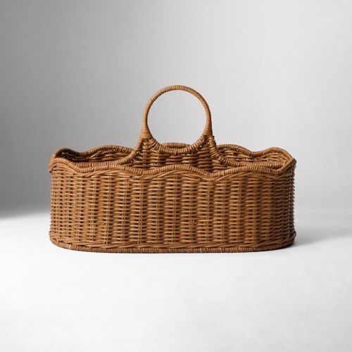Scallop Rattan Diaper Caddy