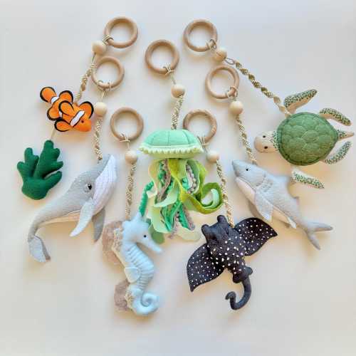 Baby Gym Hanging Toys, Montessori Baby Gym Toys, Felt Hanging Rattles, Sensory Play Accessories, Neutral Newborn & Baby Shower Gift