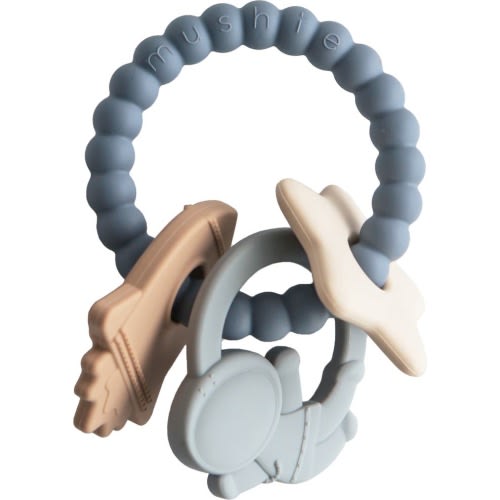 Mushie Space Silicone Teething Ring Toy, Multi