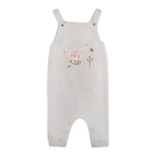 Bunny Floral Embroidered Sweater Knit Baby Overall SET (Organic Cotton) 0-3M