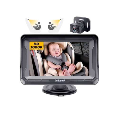 DoHonest Baby Car Camera HD 1080P - Rear-Facing Car Baby Monitor with Night Vision, Adjustable View Angle, Easy Setup, Anti-Glare Display, Safety for Kids & Infants